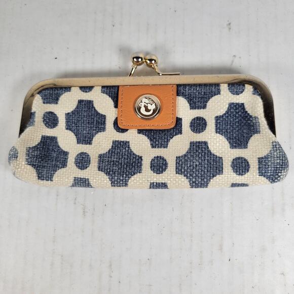 Spartina 449  Leather Linen Moroccan Mosaic Patterned Nautical Coin Purse - Picture 1 of 10